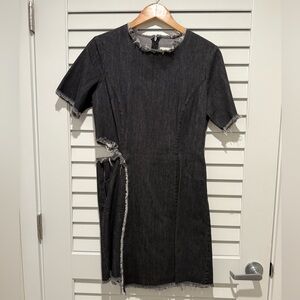SANDY LIANG Destroyed Black Denim Dress